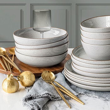 Over & Back Stoneware Dinnerware Set, 16 Piece Over & Back Stoneware Dinnerware Set, 16 Piece