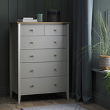 Bentley Designs Whitby Scandi Oak & Grey 4+2 Drawer Chest of Drawers