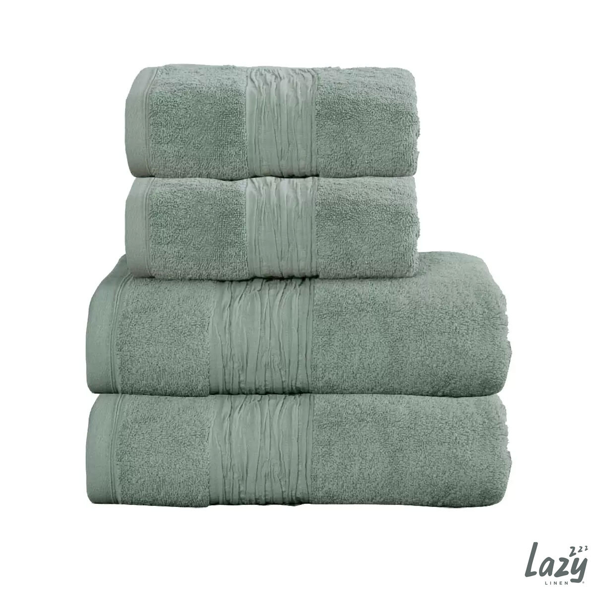 Lazy Linen 4 Piece Hand & Bath Towel Bundle in 6 Colours, 2 x Hand Towels & 2 x Bath Towels 