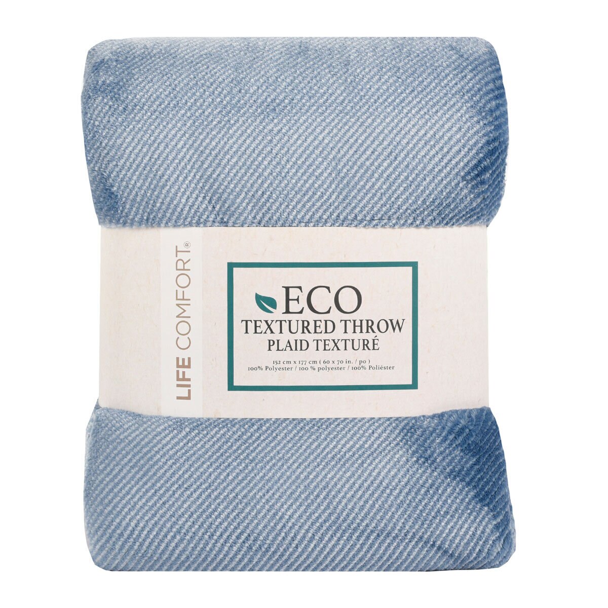 Life Comfort Eco Plush Throw in Blue, 152 x 177 cm | Cost...