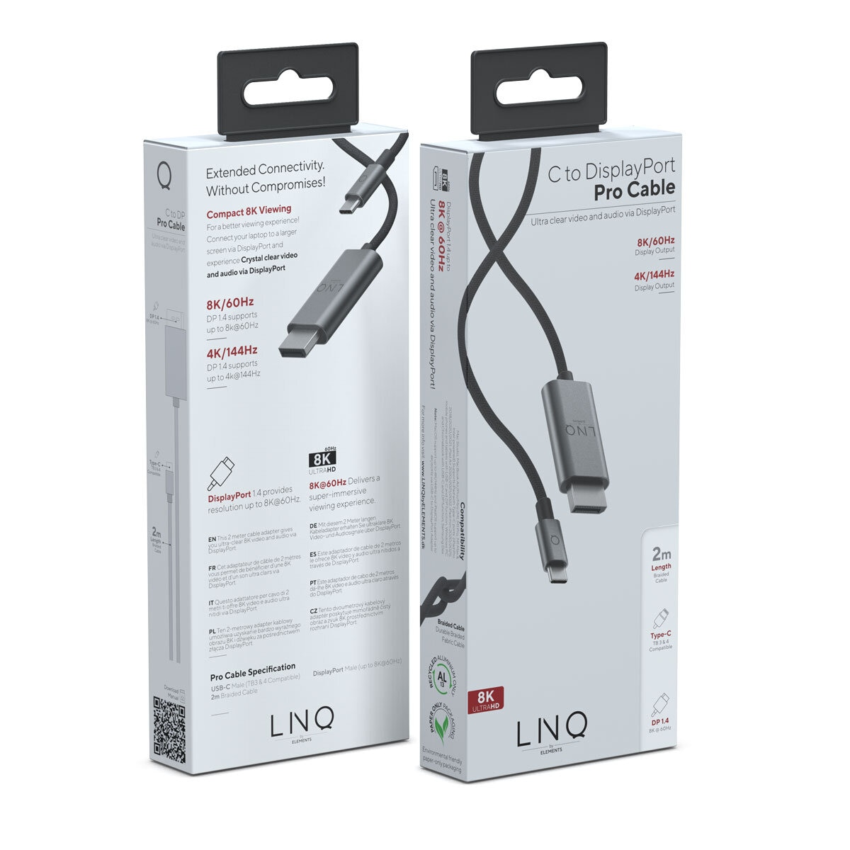 Packaging for LINQ 8K/60Hz PRO Cable USB-C Display Port -2m