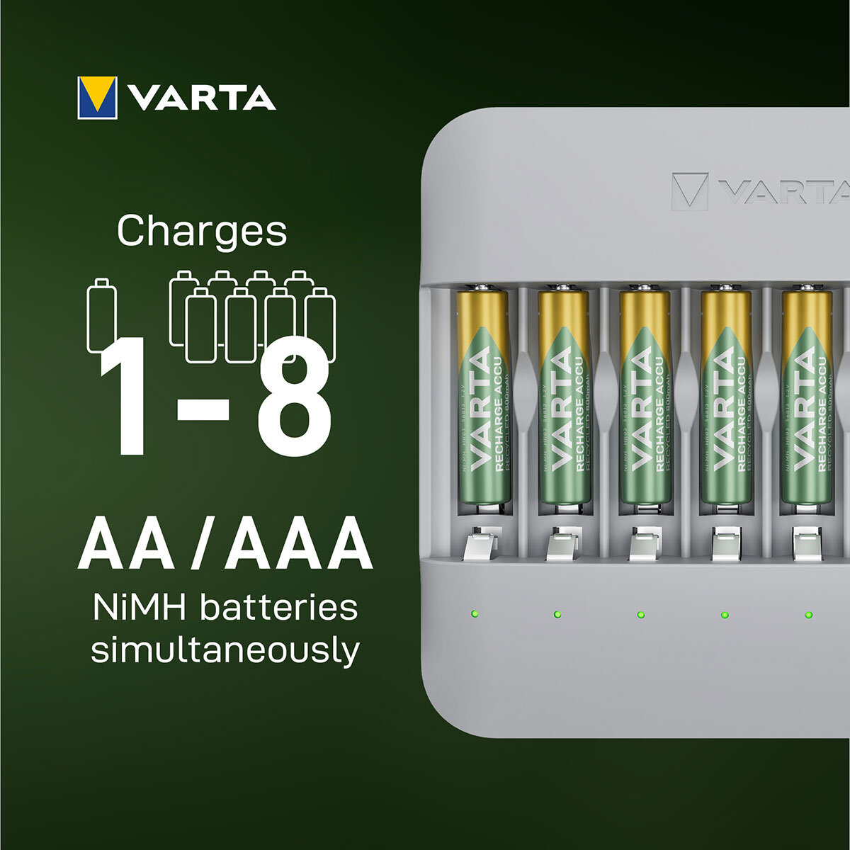 Varta Eco Charger Kit including 8xAA & 8xAAA Rechargeable Batteries