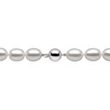 10-10.5mm Cultured Freshwater White Oval Pearl Necklace, 18ct White Gold