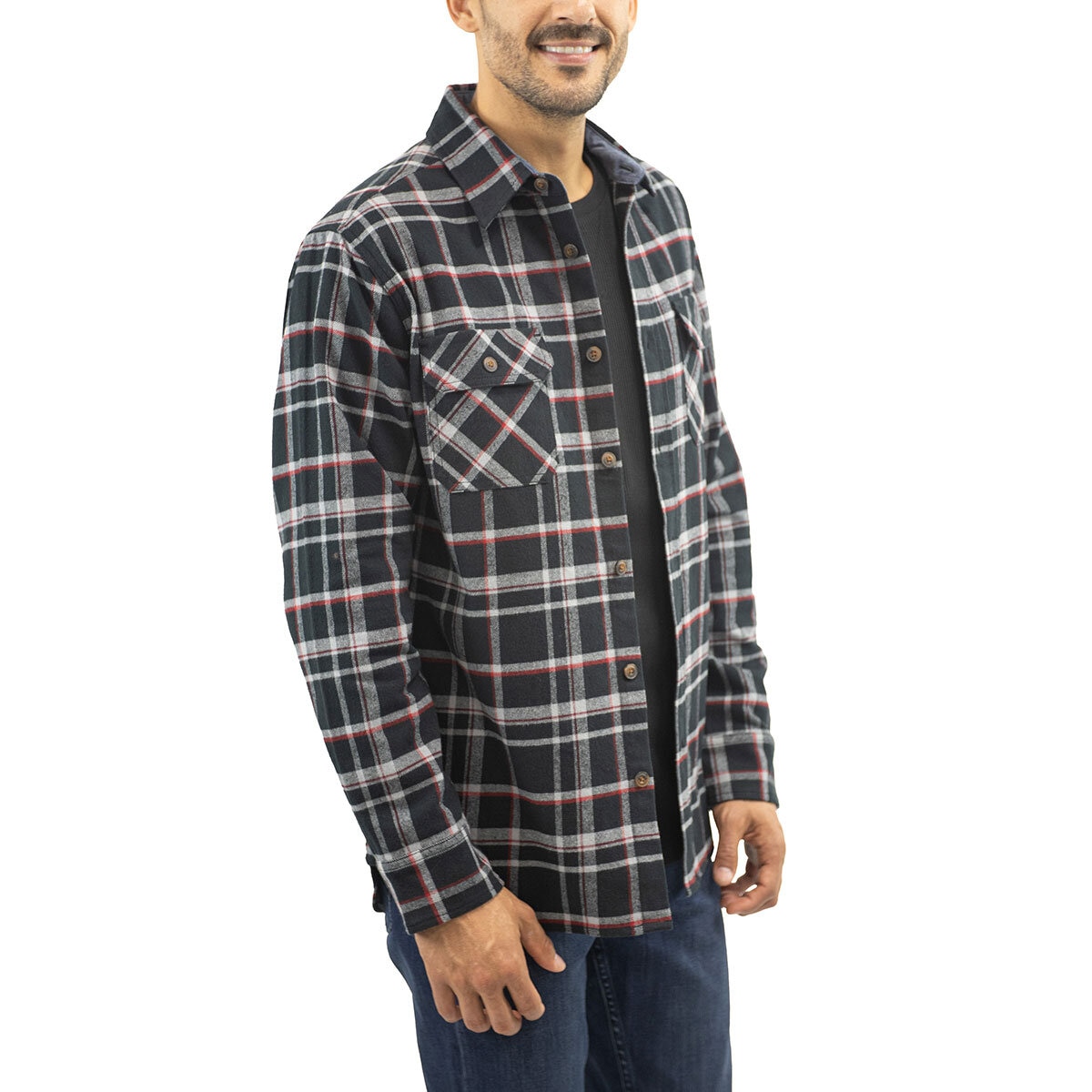 Jachs Mens Flannel Shirt & Thermal 2 Pack in Black