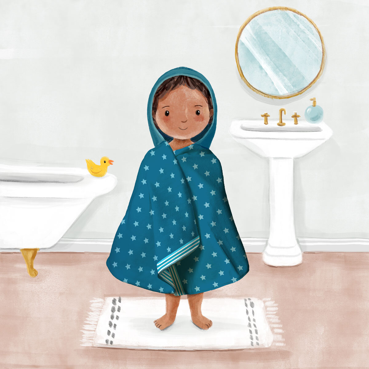 Kids Bath Hooded Towel, 69 x 127 cm, Stars