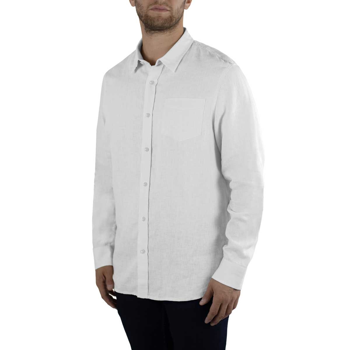 Jachs Men's Linen Long Sleeve Shirt in White