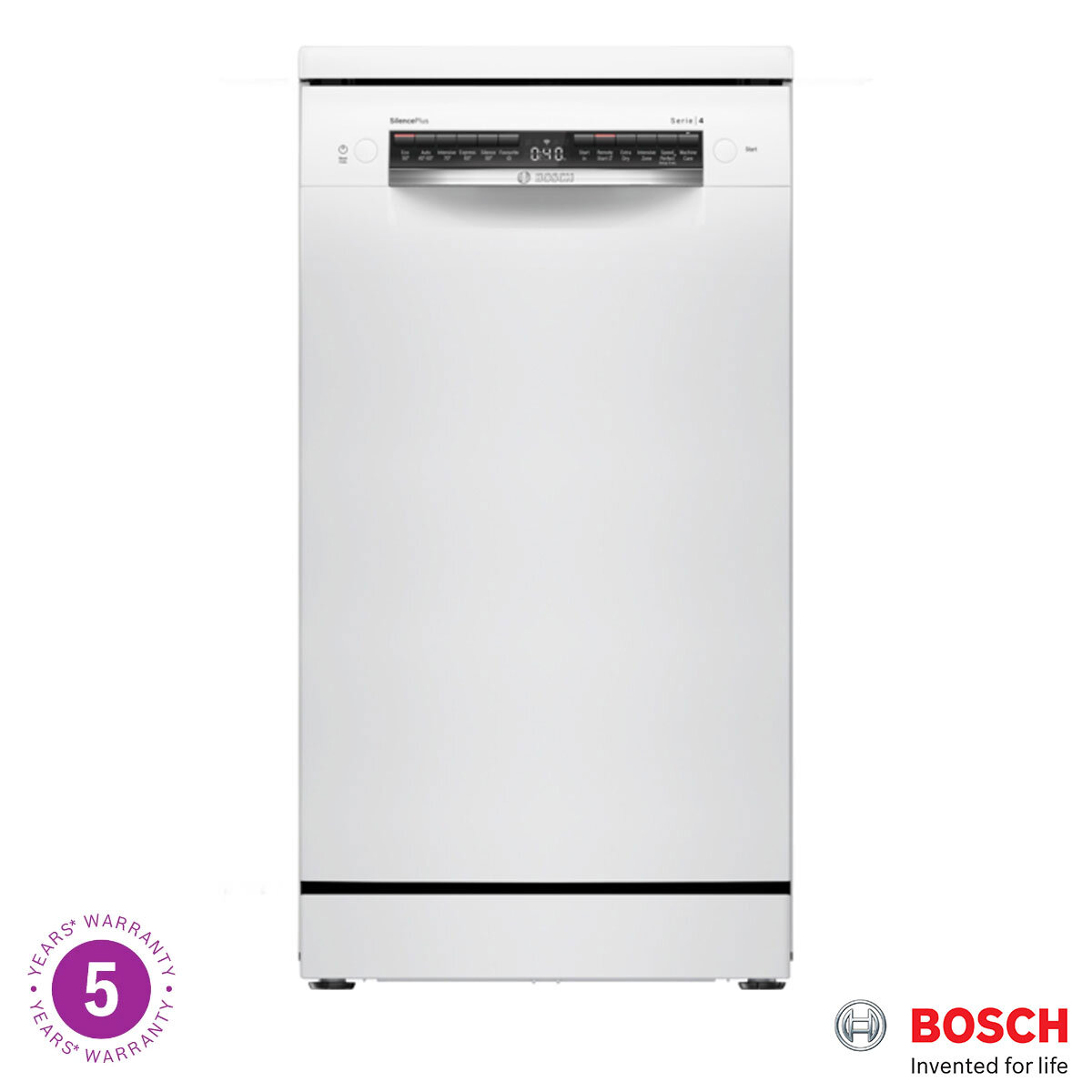 Bosch SPS4HMW49G Series 4 Slimline Freestanding 10 Place Setting Dishwasher, E Rated in White