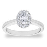 0.54ctw Oval & Round Brilliant Cut Diamond Halo Ring, Platinum