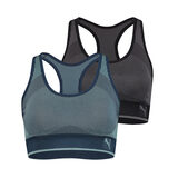 PUMA PERFORMANCE SEAMLESS Sports Bra, 2 Pack in Blue & Black or Pink & Grey  £12.99 - PicClick UK