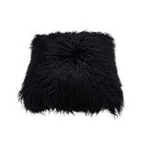 Naturally Sheepskin Mongolian Cushion in black close up