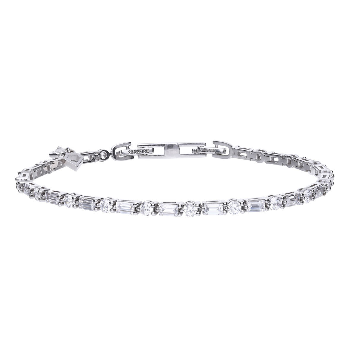 DiamonFire Sterling Silver Cubic Zirconia Baguette and Round Bracelet