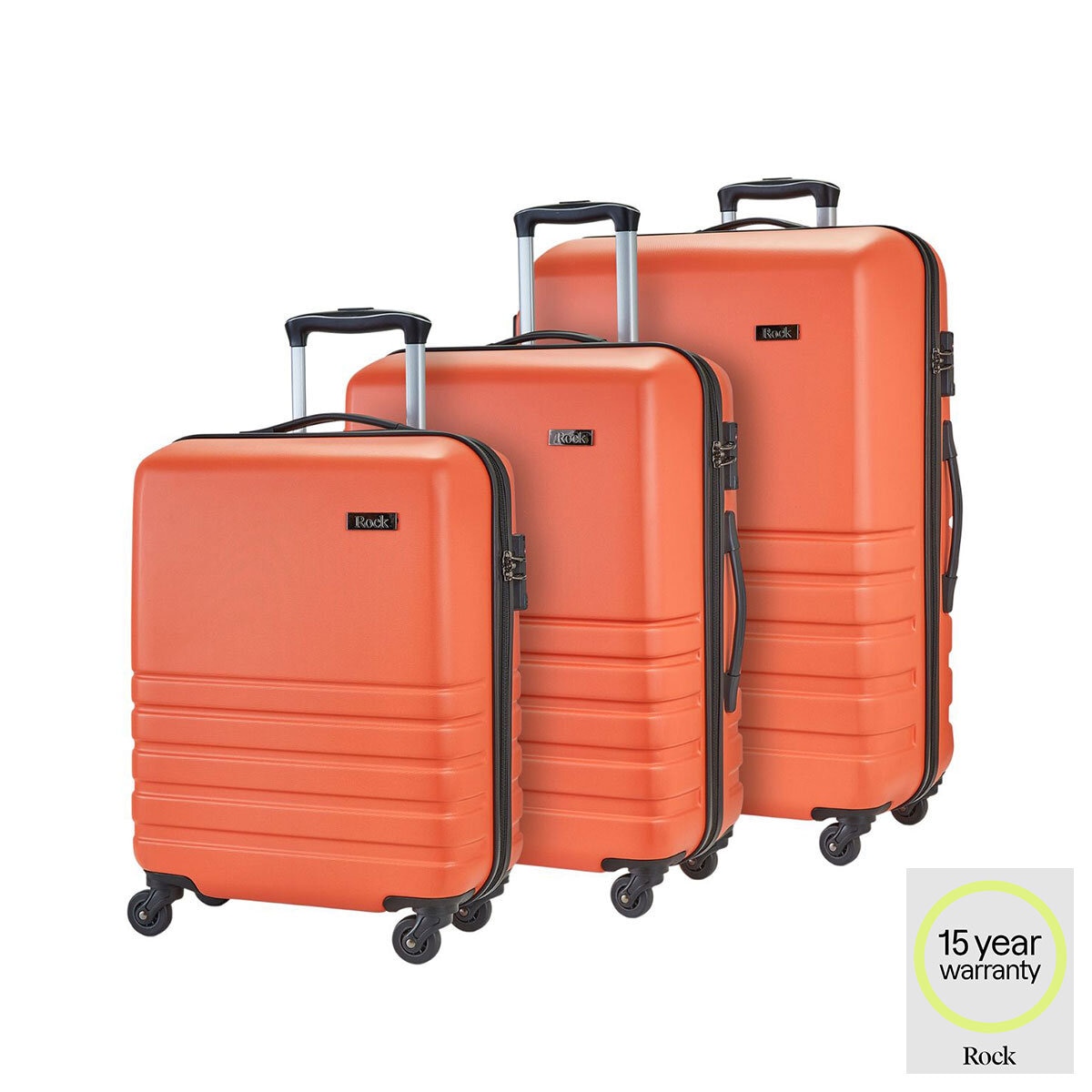 Rock Byron 3 Piece Hardside Luggage Set in Orange