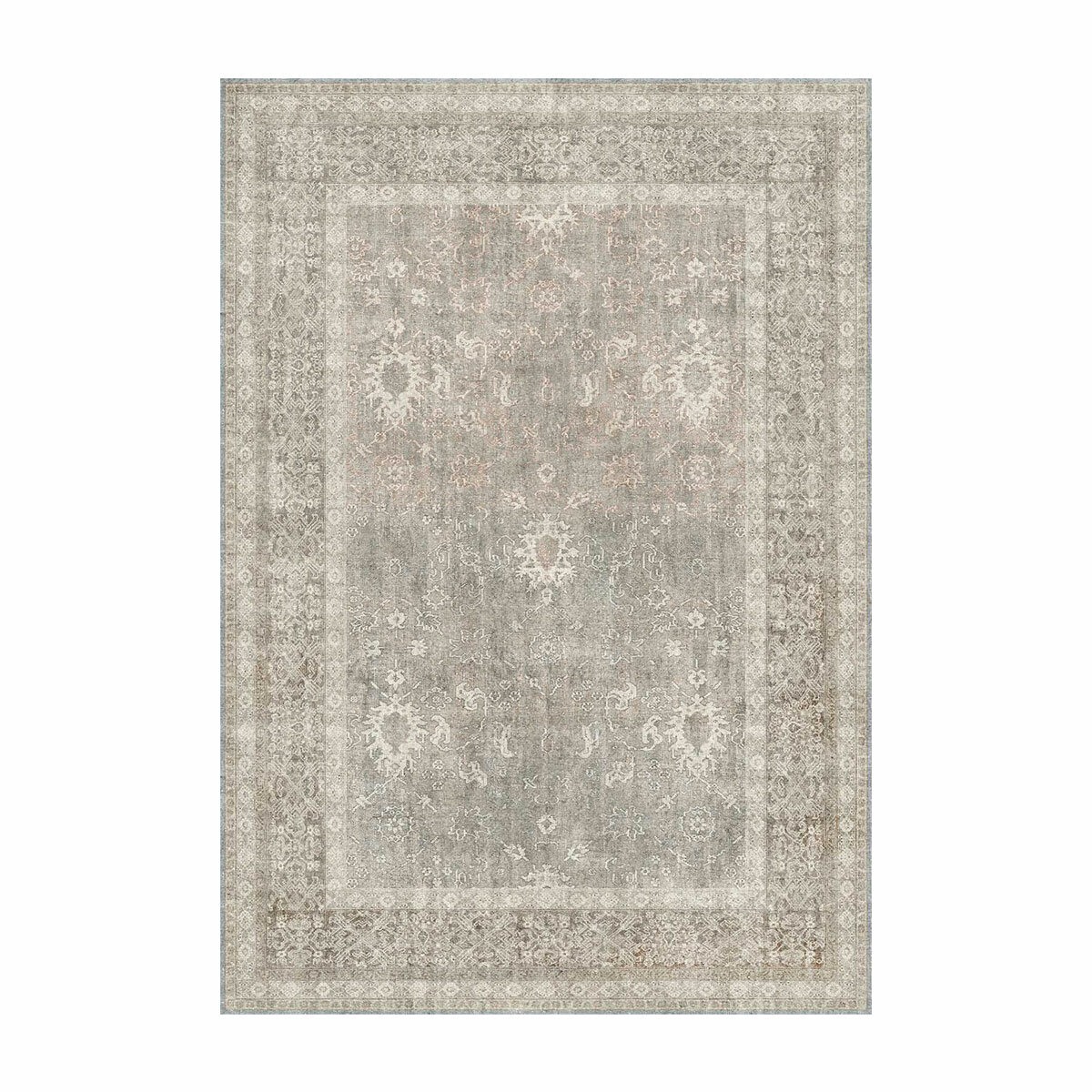 Korhani Washable Neutral Floral Area Rug, 240 x 300 cm Korhani Washable Neutral Floral Area Rug, 240 x 300 cm