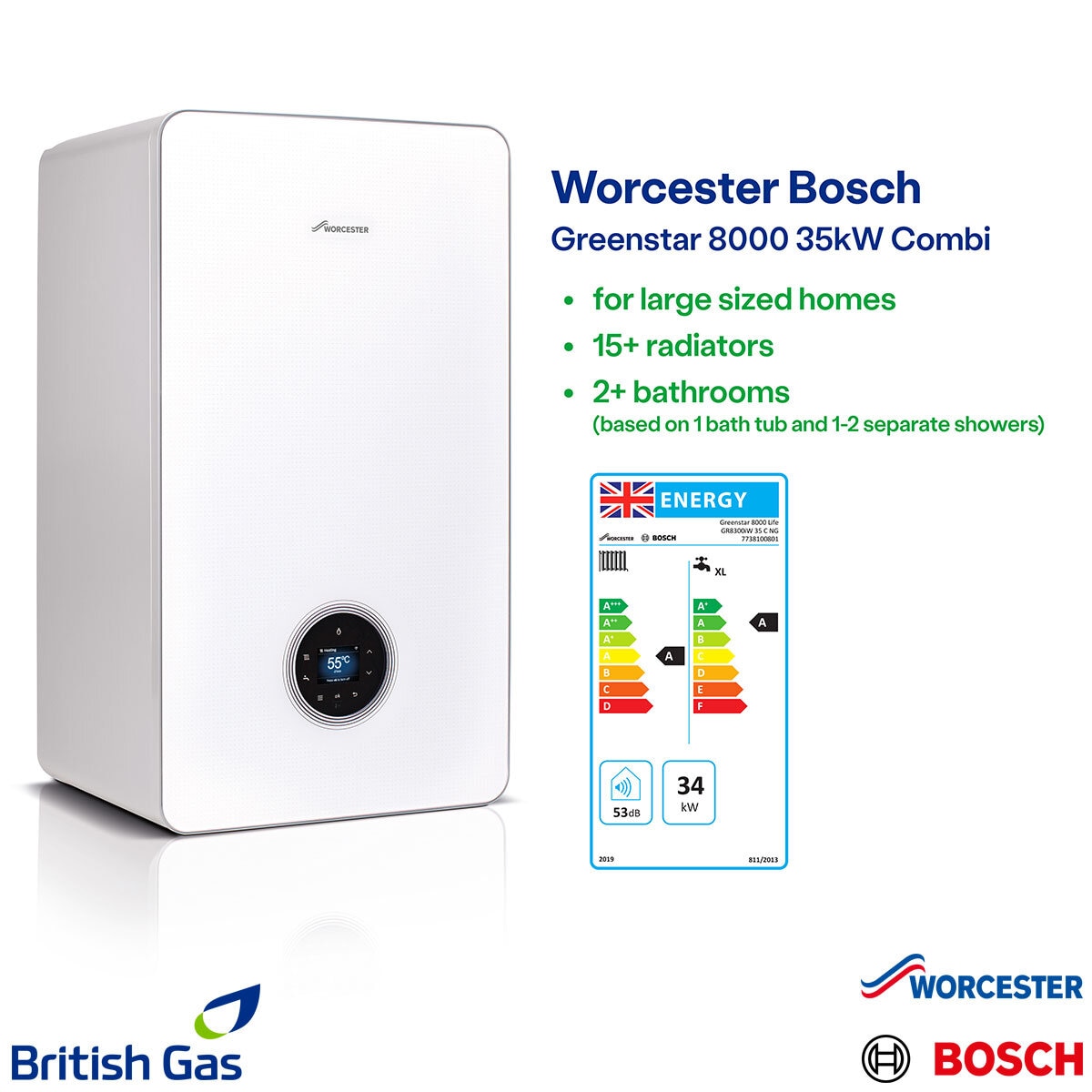 Worcester Bosch 8000 35kW Combi Boiler Installed by British Gas