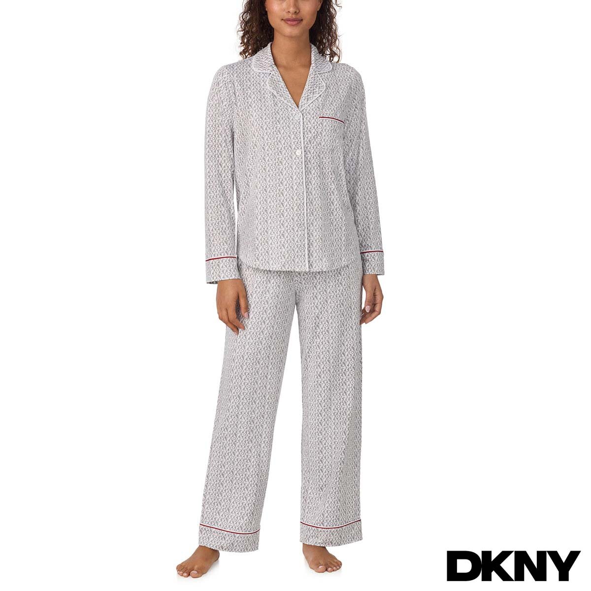 DKNY Notch Collar Pyjama Set in Grey Print