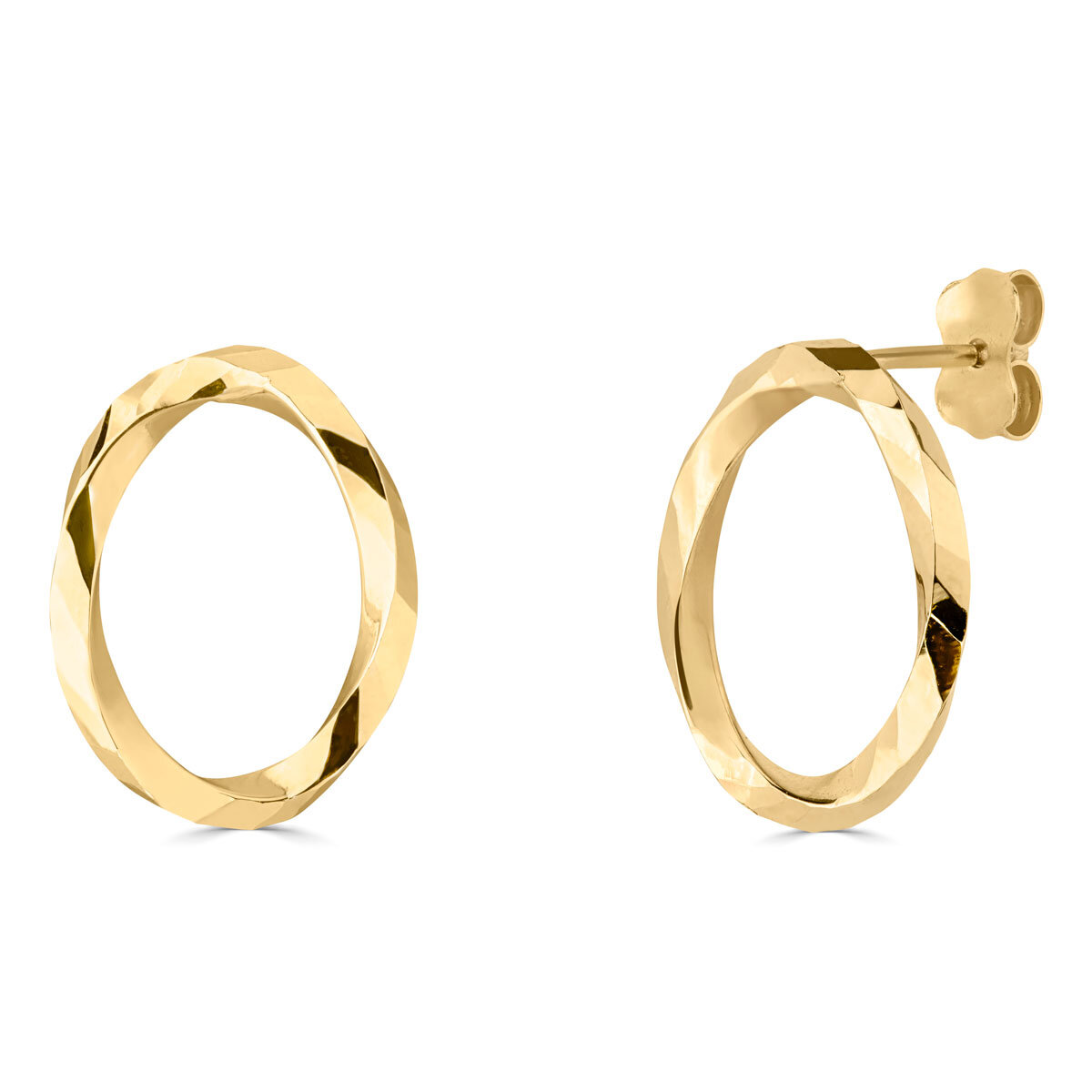 Costco UK | 14ct Yellow Gold Twisted Oval Stud Earrings