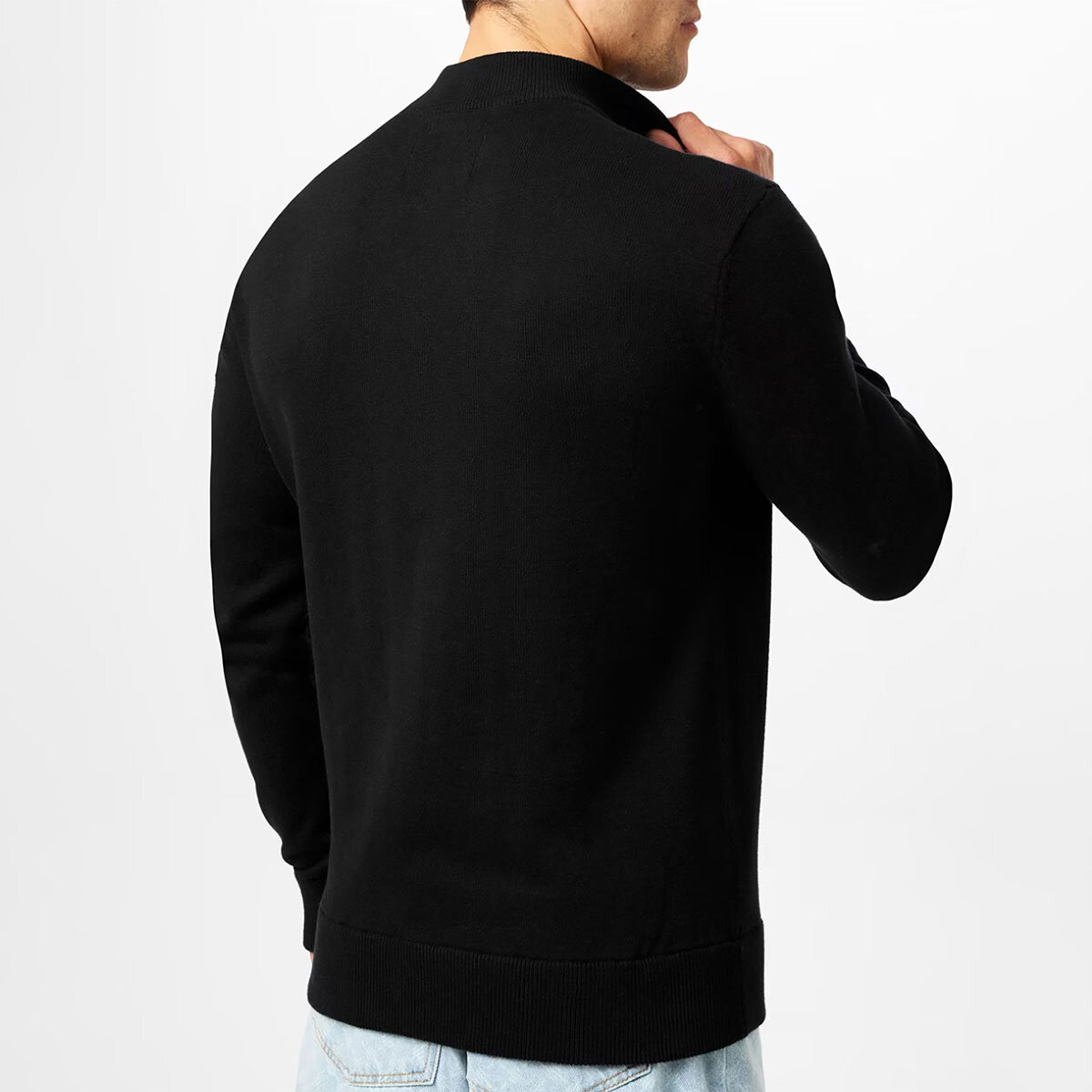 Jack Wills Men's Funnel Neck 1/2 Zip Sweater in Black