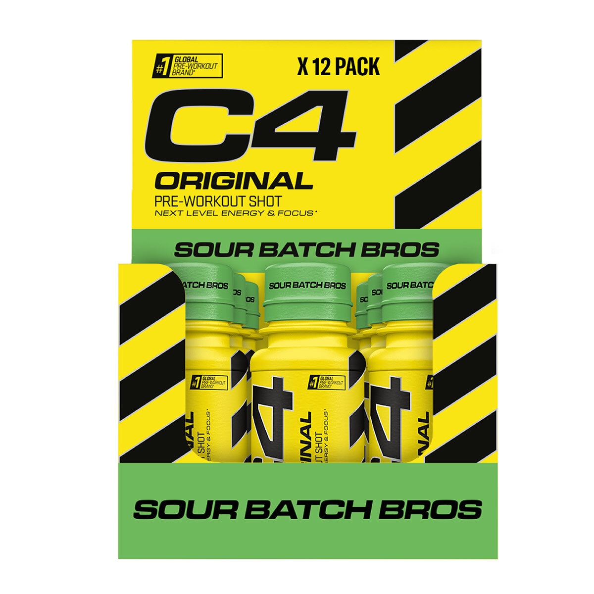 C4 Original PreWorkout Shots in Sour Batch Bros, 12 x 60ml