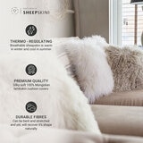 Naturally Sheepskins Mongolian Cushion, 50 x 50 cm in Ivory