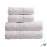 Lazy Linen 4 Piece Hand & Bath Towel Bundle in White, 2 x Hand Towels & 2 x Bath Towels