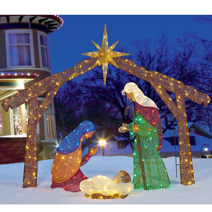 4ft 8 Inches (1.42m) Christmas LED Fabric Nativity Set With 245 LED ...
