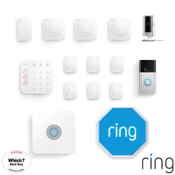 Ring 13 Piece Alarm 2.0 Full Home Kit with Siren, Indoor Camera and Video Doorbell