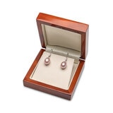 9mm Cultured Freshwater Pink Pearl Earrings, 18ct White Gold