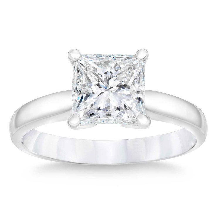 3.40ct Princess Cut Diamond Solitaire Ring, Platinum | Costco UK