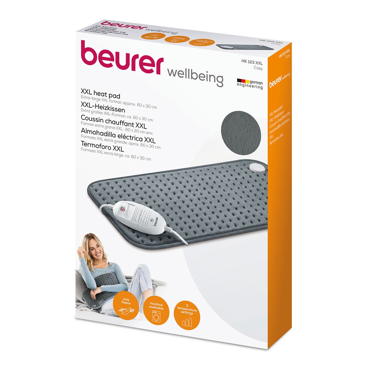 Beurer Super Soft XXL Heat Pad in Grey, 60 x 30 cm