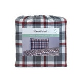 Portuguese Flannel Cotton 3 Piece Single Duvet Set, Red Plaid