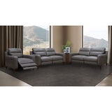 Colby Dark Grey Leather 2 Seater Sofa with Power Footrests