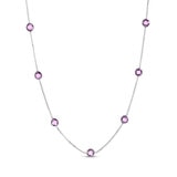 Round Cut Amethyst Neclace, 14ct White Gold