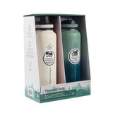 Thermoflask Water Bottle 1.1L, 2 Pack in White & Green