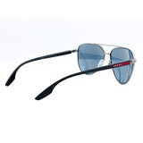 Prada Sport Gunmetal and Black Sunglasses With Grey Mirrored Lenses, SPS52W DG107G