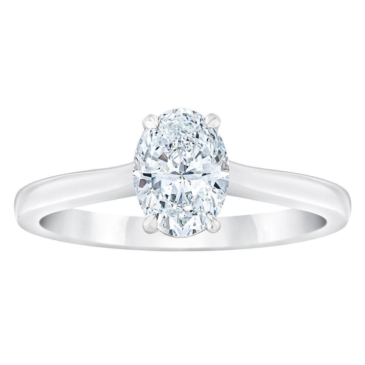 1.00ct Oval Cut Diamond Solitaire Ring, Platinum