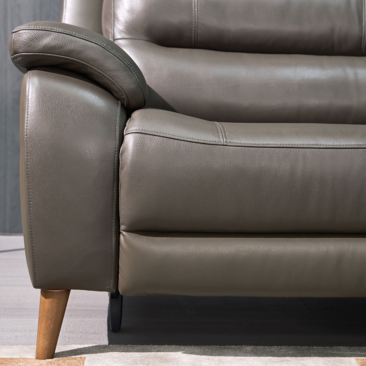 Ava Dark Grey Leather Power Reclining Large 2 Seater Sofa