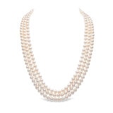 5.5-6mm Cultured Freshwater 3 Row White Pearl Necklace, 14ct Yellow Gold