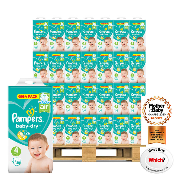 Pampers Baby-Dry Nappies Size 4, 54 x 120 Giga Packs | Costco UK
