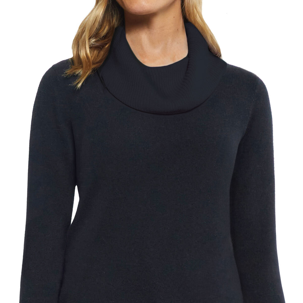 Matty M Cashmere Cowl Neck Sweater in Black