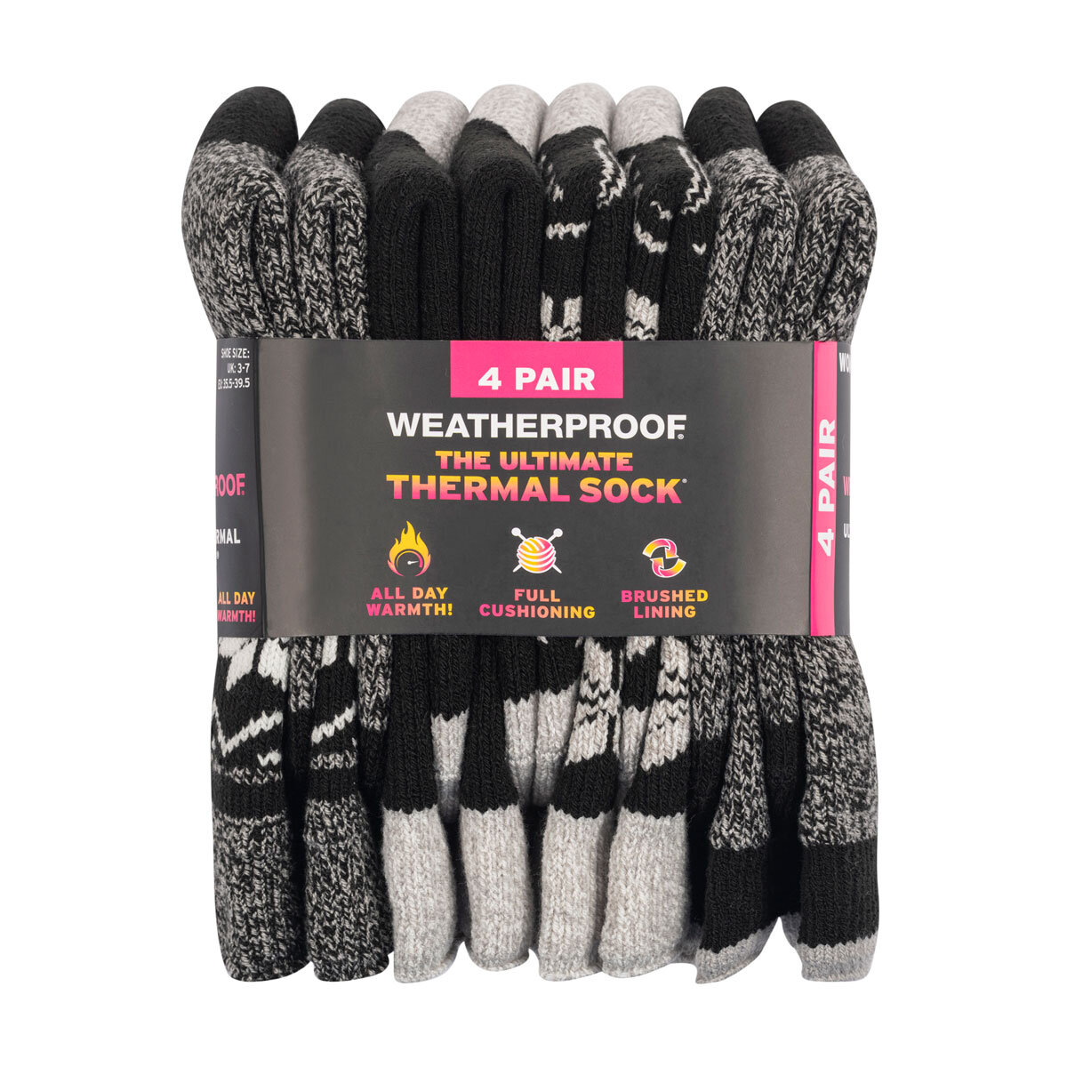 Weatherproof Ladies Thermal Sock 4 Pack in Black