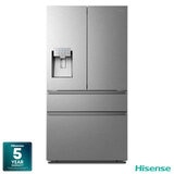 Hisense RF728N4SASE, Multi Door Fridge Freezer with Non Plumbed Water and Ice Dispenser,  E Rated in Stainless Steel