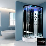 Insignia Diamond 1100mm Offset Quadrant Right Hand Steam Shower with Black Frame