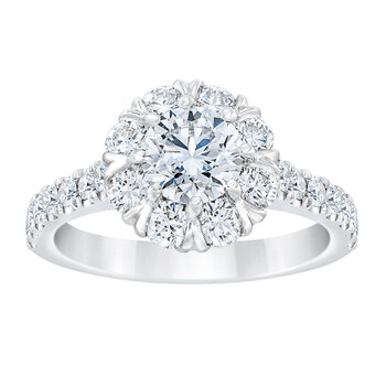 2.00ctw Round Brilliant Cut Diamond Halo Ring, 14ct White Gold