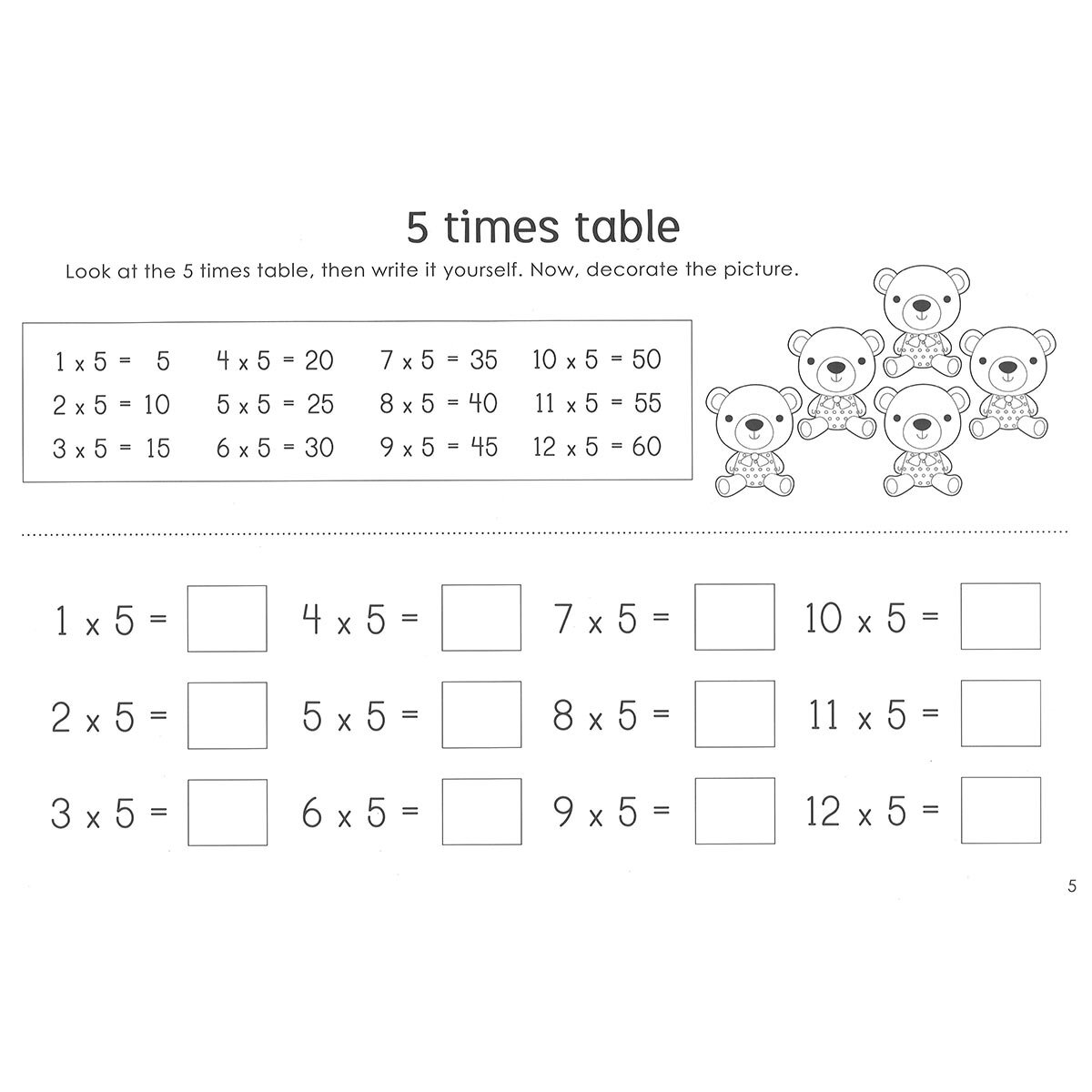 Page spread of Times Table