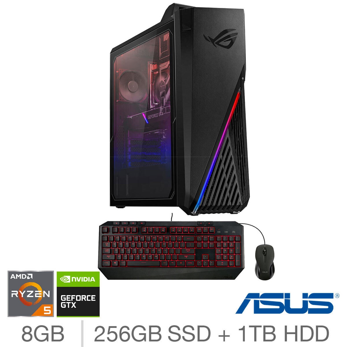 Asus Rog Strix Ga15 Amd Ryzen 5 8gb Ram 256gb Ssd 1tb Hdd Nvidia Geforce 1650 Super Gaming Desktop Pc G15dh Uk070t With Keyboard And Mouse Costco Uk