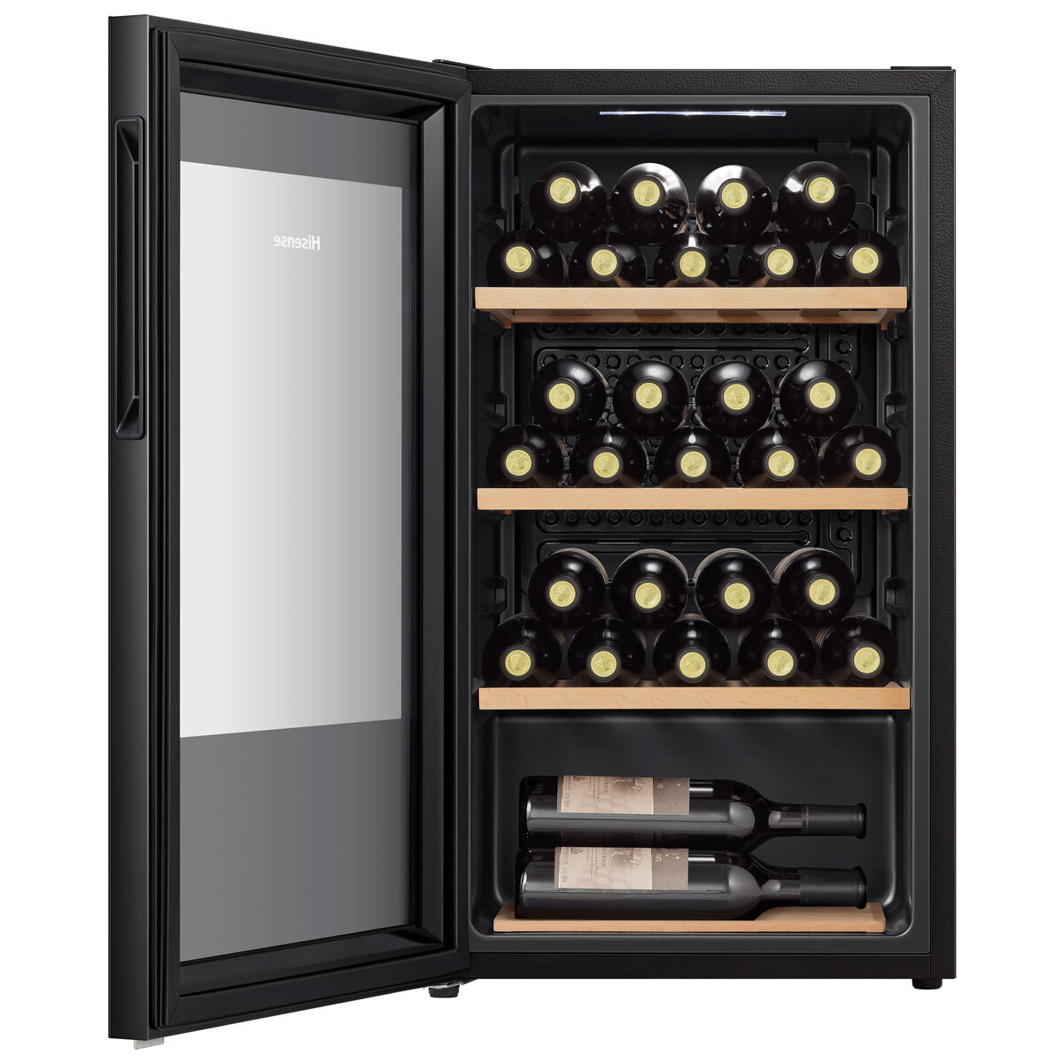 Hisense RW12D4NWG0, 30 Bottle Freestanding, Wine Cooler, G Rated in Black