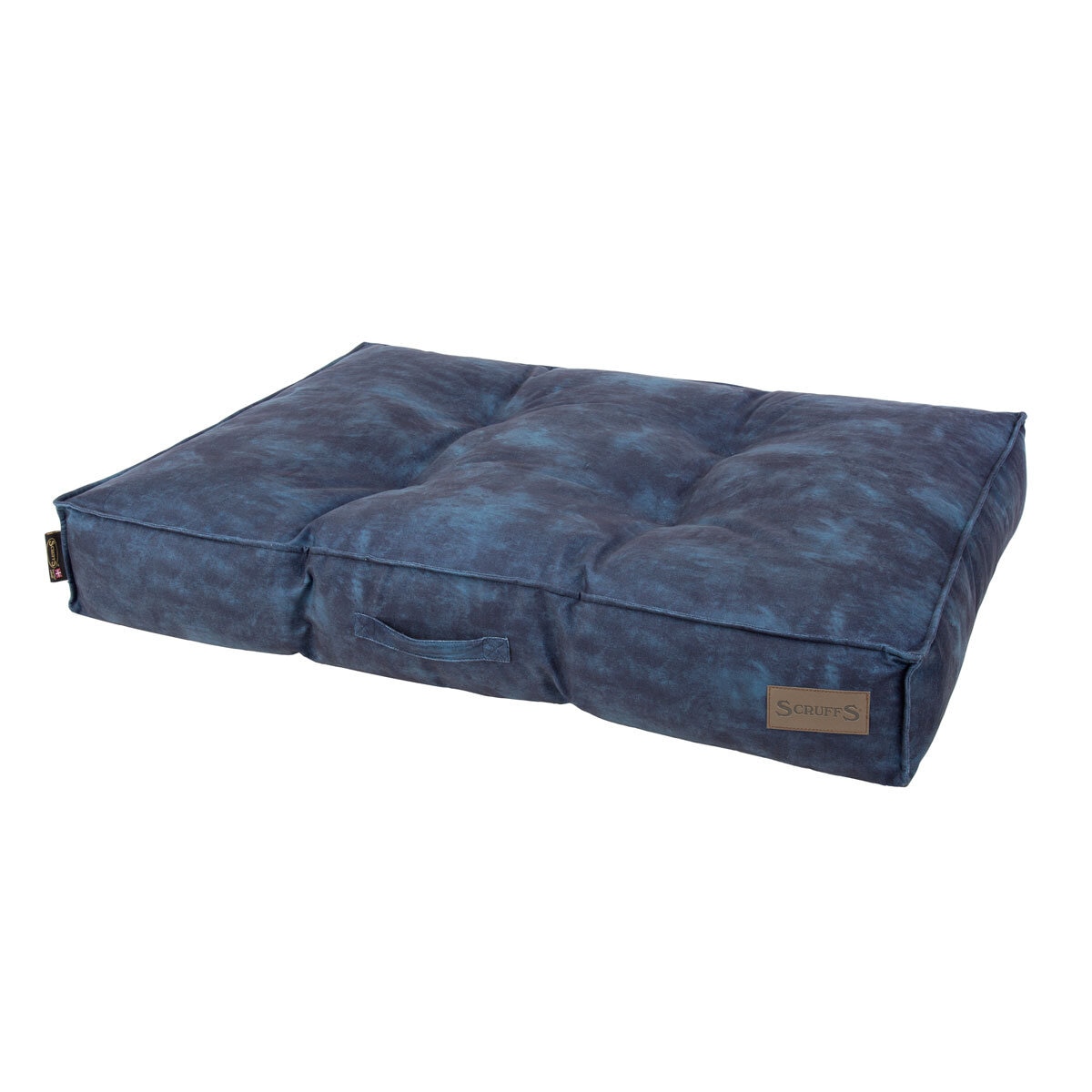 dog mattress on blue on its own