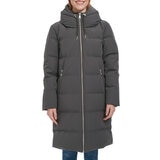 DKNY Ladies Long Down Coat with Hood in Grey