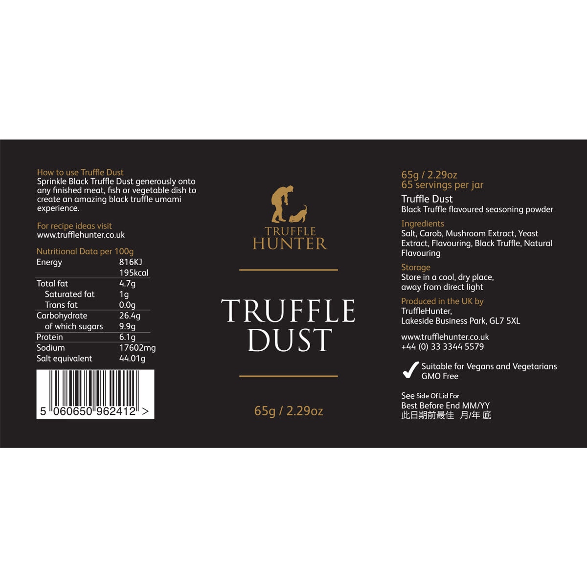 truffle dust back of pack