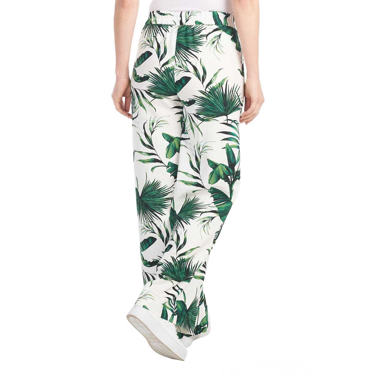 Hilary Radley Wide Leg Pant in Green & Off-White